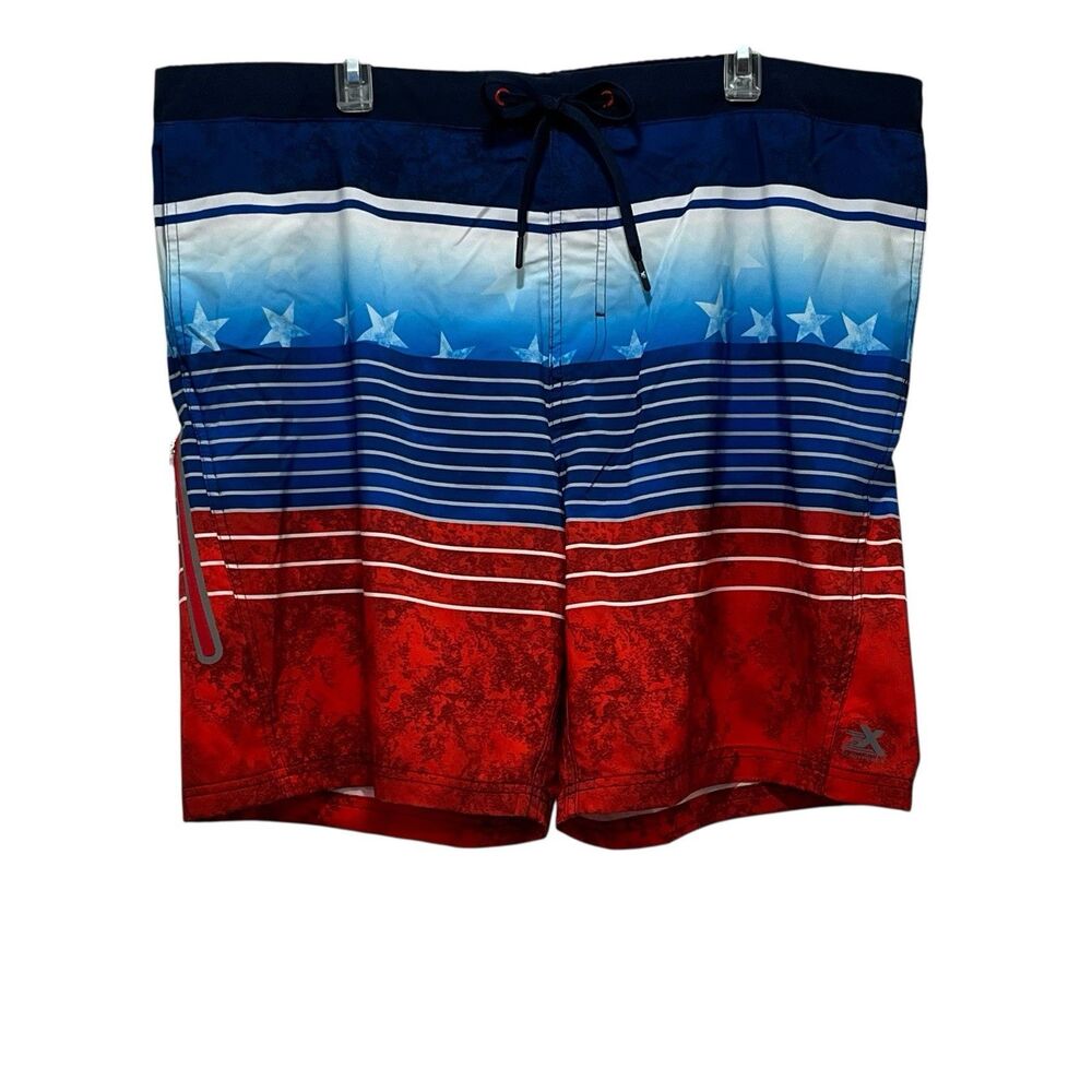 ZeroXposur NWT Men's‎ UPF 50+ Swim Trunks Navy Stars Comfort Lined Size XXL